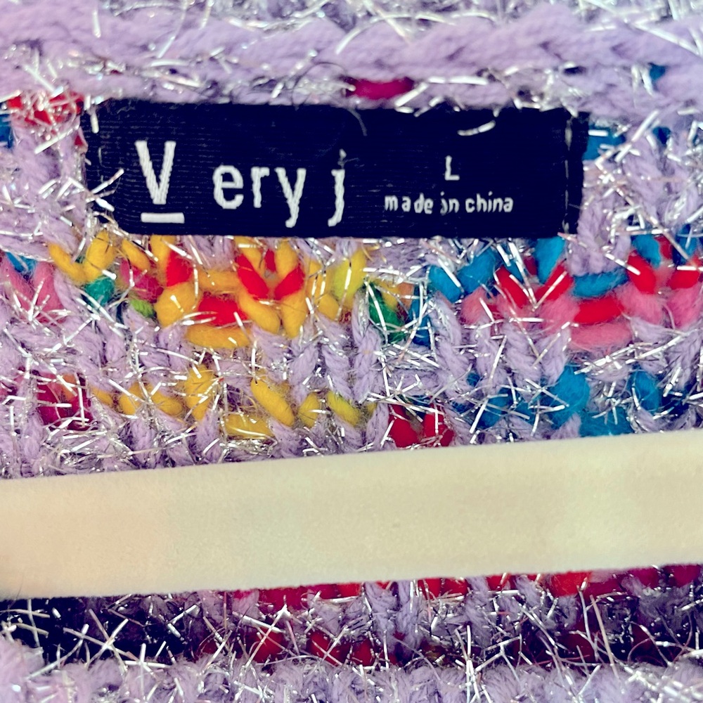 Nwot Very J Checked Patterned Tinsel Sweater Lave… - image 5